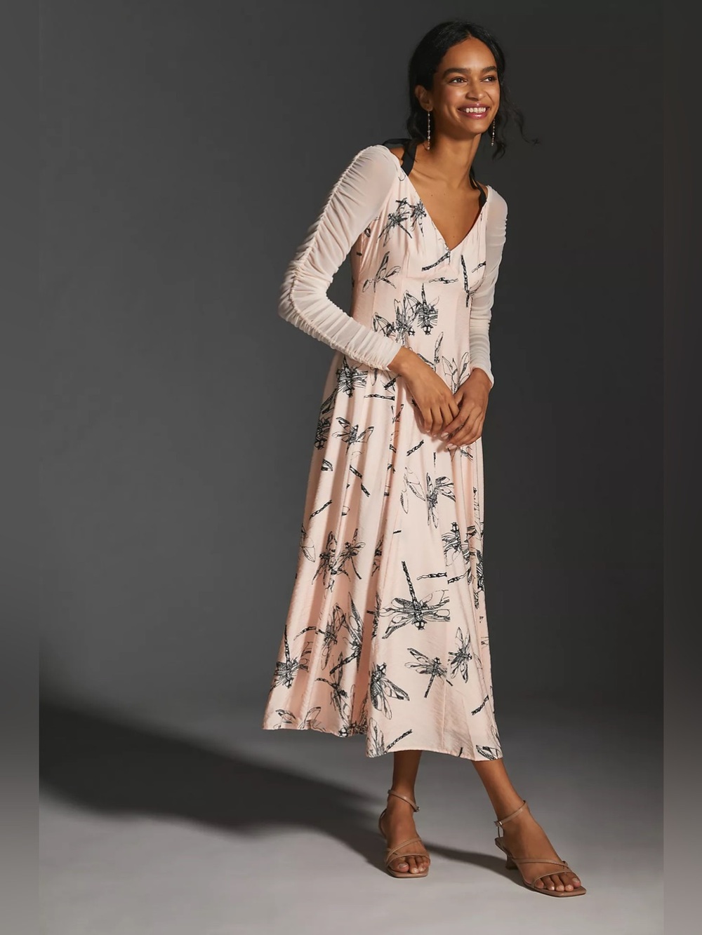 Anthropologie Dragonfly Novelty Sweetheart Midi Dress Size 4